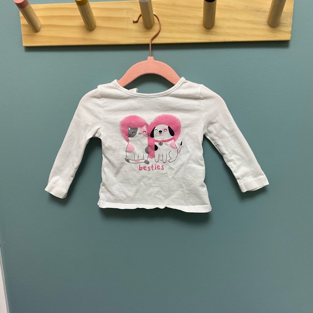 ✨5/$10✨ Joe Fresh White and Pink Kids Long Sleeve Tee